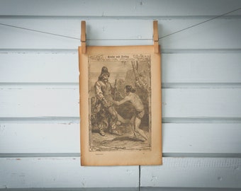 1900s Vintage Robinson Crusoe & Friday Illustration
