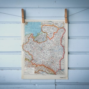1938 Vintage Map of Poland
