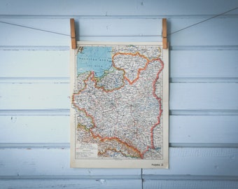 1938 Vintage Map of Poland