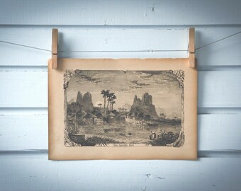 1900s Vintage Coastal Village Illustration