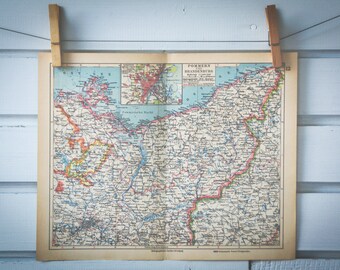 1931 Vintage Pomerania & Brandenburg Map