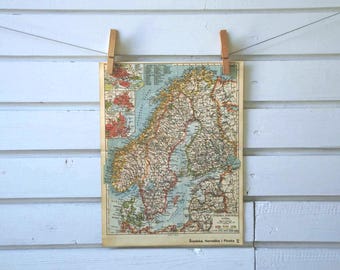 1938 Vintage Scandinavia Map