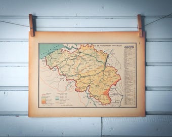 1941 Vintage Belgium Map