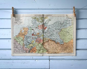 1907 Vintage North & Central Europe Map