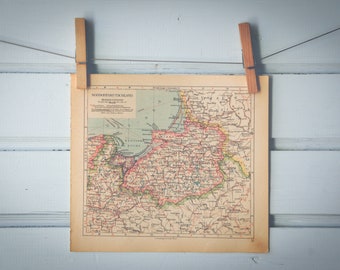 1929 Vintage North Poland & Kaliningrad Oblast Map