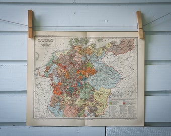 1907 Vintage Map of Germany in 14th Century