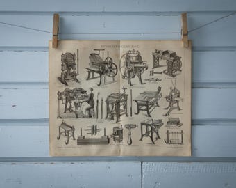 1887 Vintage Book Binding Lithograph Illustration