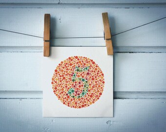 1986 Vintage Number 5 Ishihara Color Test Plate