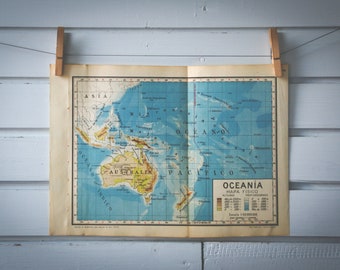 1950 Vintage Oceania Map
