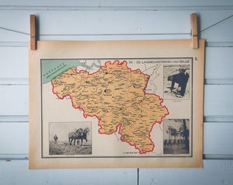 1941 Vintage Belgium Map