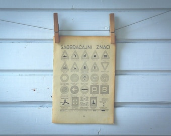 1954 Vintage Traffic Signs Illustration