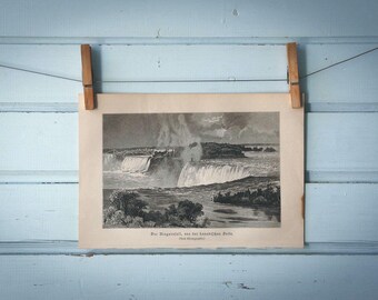1897 Vintage Niagara Falls Lithograph Illustration