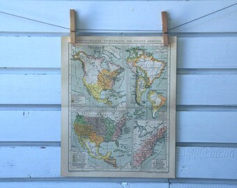 1894 Vintage Settlement of the Americas Map