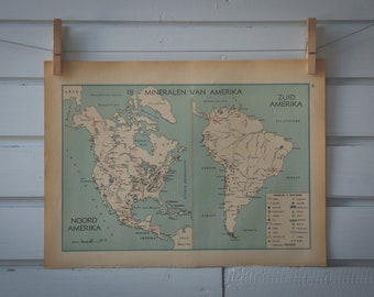 1941 Vintage Minerals Map of the Americas