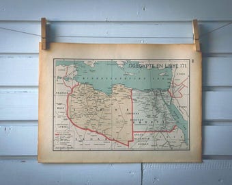 1941 Vintage Egypt & Libya Map
