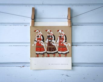 1966 Vintage Macedonian Folk Costumes Illustration