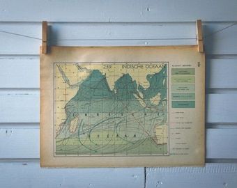 1941 Vintage Map of the Indian Ocean