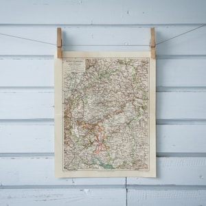 Carte du Wurtemberg vintage 1907