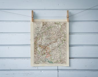 1907 Vintage Württemberg Map