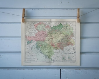 1907 Vintage Ethnographic Map of Austria-Hungary