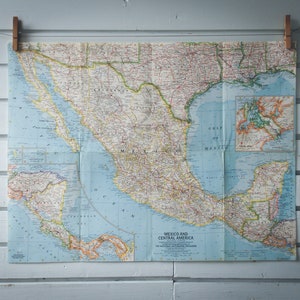 Mapa vintage de National Geographic de México de 1961