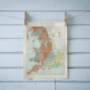 1907 Vintage Geologie Karte von England