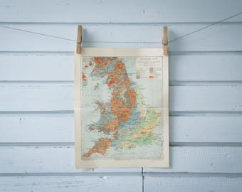 1907 Vintage Geology Map of England