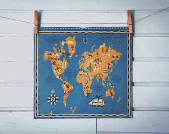 1964 Vintage World Map