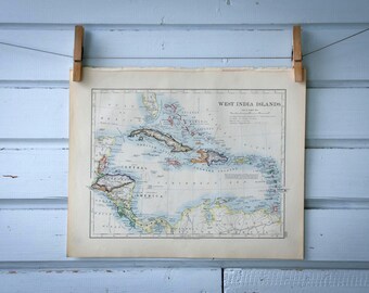 1904 Vintage Map of the Caribbean