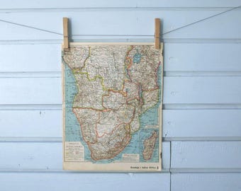 1938 Vintage Map of Central & South Africa