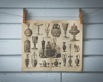 1887 Vintage Glass Artistry Lithograph Illustration