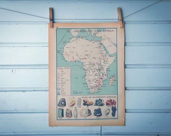 1941 Vintage Africa Minerals Map