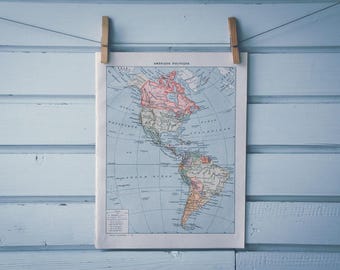 1924 Vintage Map of the Americas