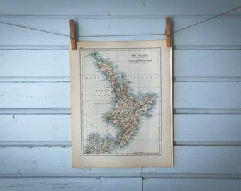 1901 Vintage New Zealand North Island Map