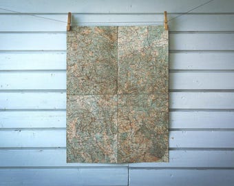 1930s Vintage South Serbia & East Kosovo Map