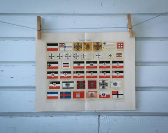 1907 Vintage German Flags Chromolithograph Illustration