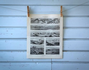 1907 Vintage Mountain Formation Lithograph Illustration
