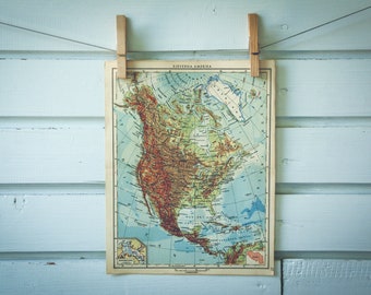 1951 Vintage North America Map