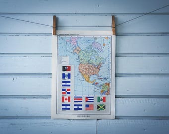 1967 Vintage North America Map