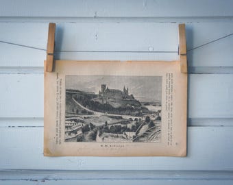 1894 Vintage Alcázar of Segovia Lithograph Illustration