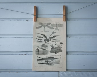 1907 Vintage Aviation Lithograph Illustration