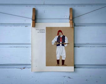 1966 Vintage Dalmatian Folk Costume Illustration