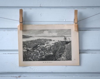 1892 Vintage Bergen Lithograph Illustration