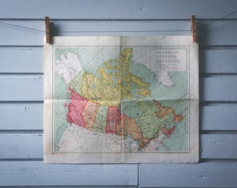 1960 Vintage Map of Canada