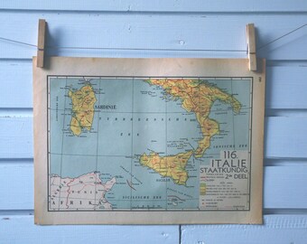 1941 Vintage South Italy Map