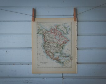 1901 Vintage North America Map