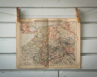 1884 Vintage West & Central Germany Map