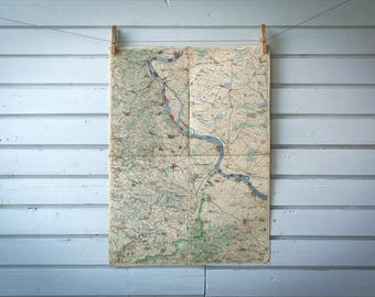 1930s Vintage Serbia, Romania & Bulgaria Tripoint Map