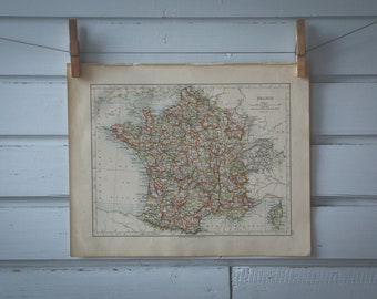 1907 Vintage Map of France