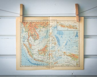 1956 Vintage Map of Southeast Asia